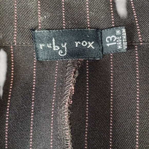 Ruby Rox Pinstripe Blazer Brown Pink Womens Size 13 Preppy Y2K Career Retro - Picture 3 of 12